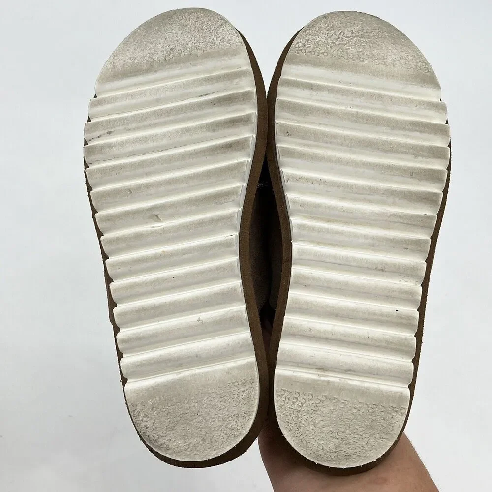 Peserico Tan Leather Espadrille Slide‎ Platform Sandals Women’s 7